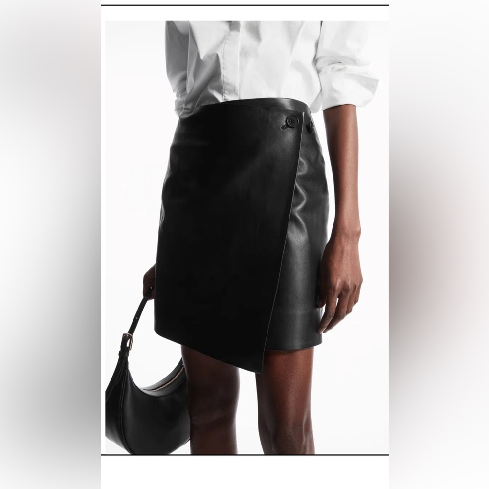 COS Real Leather Mini Wrap Skirt